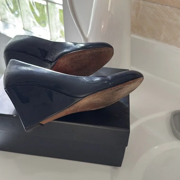 Coach Patent Leather Wedges (Navy) - Picture 3 of 3